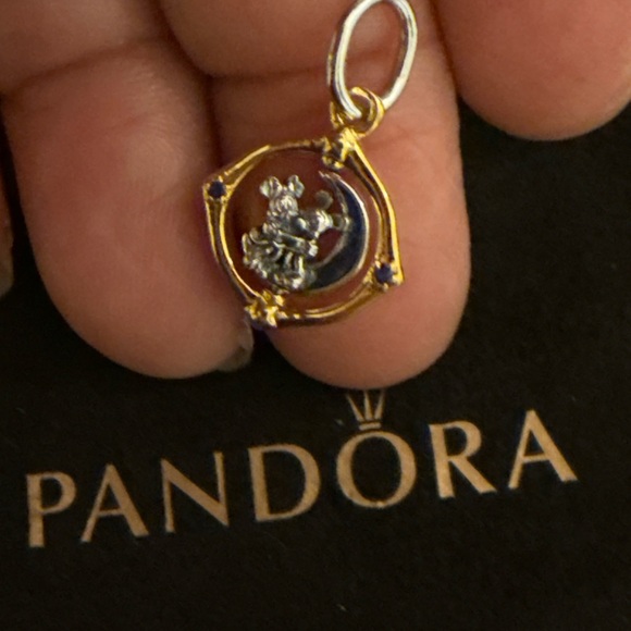 Pandora Gold and Silver Crescent Charm - Picture 7 of 7